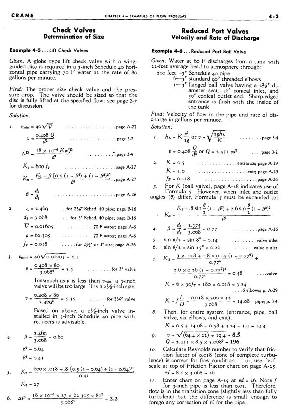 Page 4-3 of Flow of Fluids Through Valves, Fittings, and Pipe by Crane.